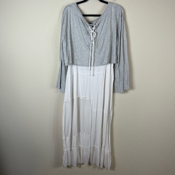 We The Free Layered Tunic Midi Dress Heather Grey Size Large - Picture 6 of 9